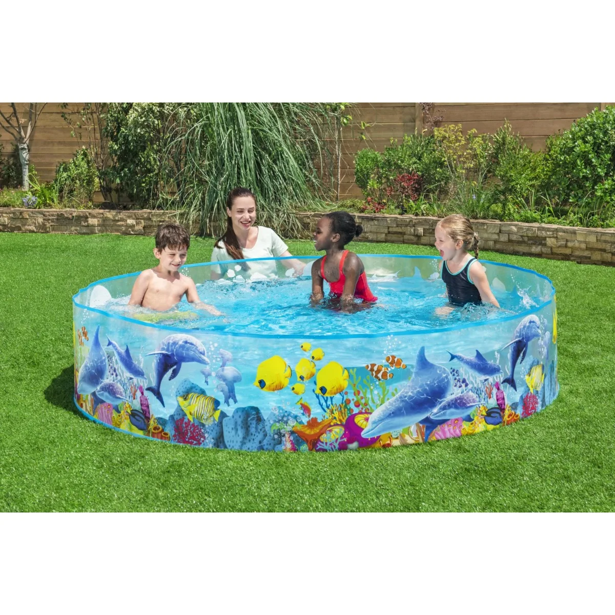 8' x 8' Colorful Round Kiddie Pool， swimming pool for kids ， swimming pools for family ， portable pool