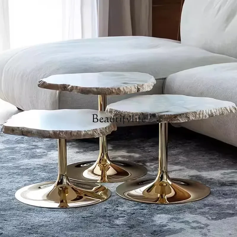 

ld14 Italian Irregular Shaped Side Table Designer Living Room Snowflake Luxury Stone Light Luxury High-End Coffee Table