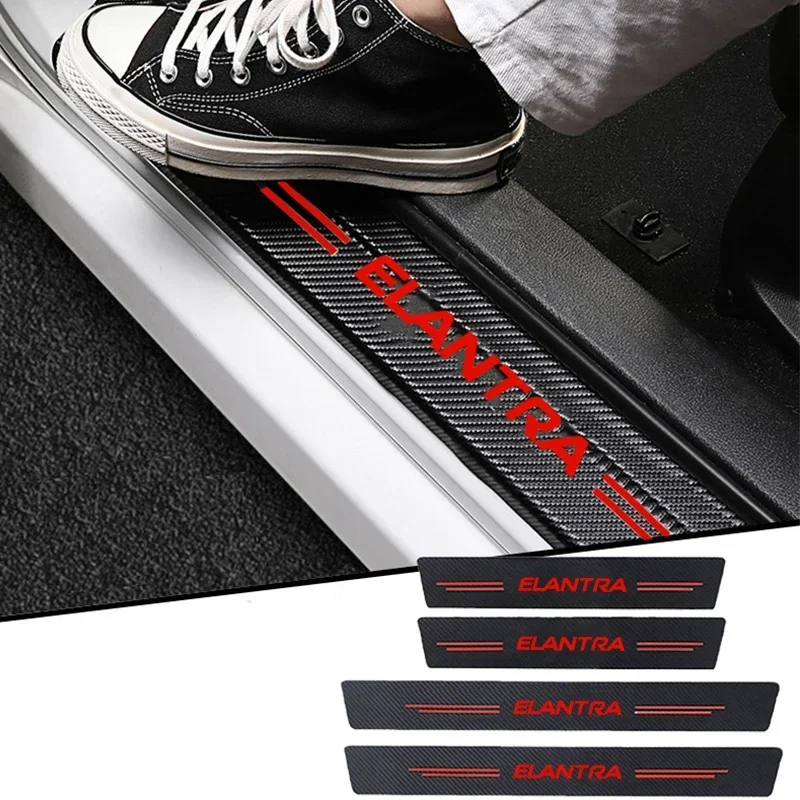 Anti Stepping Decorative Stickers Scratch Resistant Front and Rear Door Sill Threshold Strips Film for Hyundai ELANTRA Badge