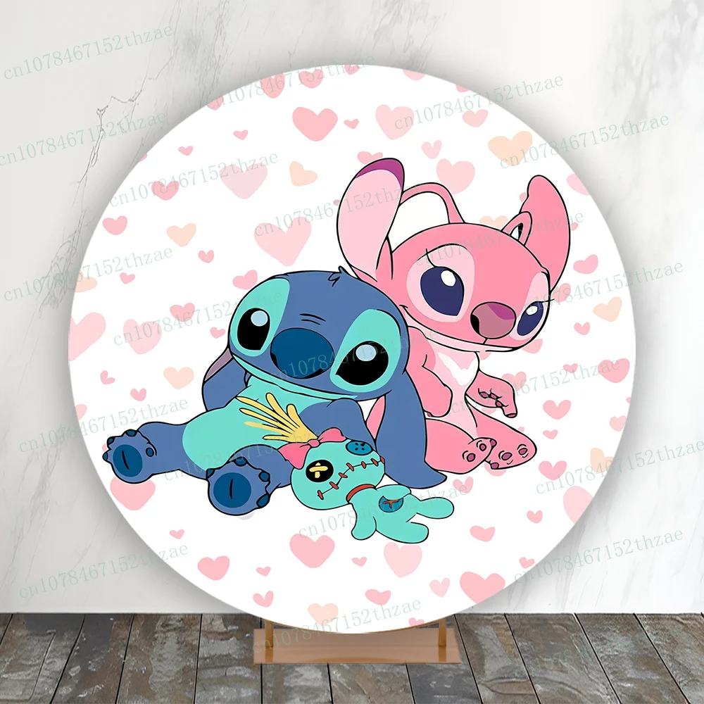 Lilo & Stitch Birthday Party Photo Backdrop Baby Shower Photo Background Round&Cylinders Plinth Covers