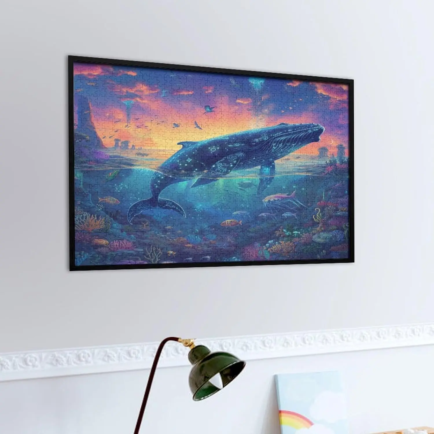 ปลาวาฬข้ามทะเลจิ๊กซอว์ปริศนา 300/500/1000 ชิ้นปริศนาไม้ความเครียดบรรเทาสําหรับผู้ใหญ่ผ่อนคลายและออกกําลังกายสมอง