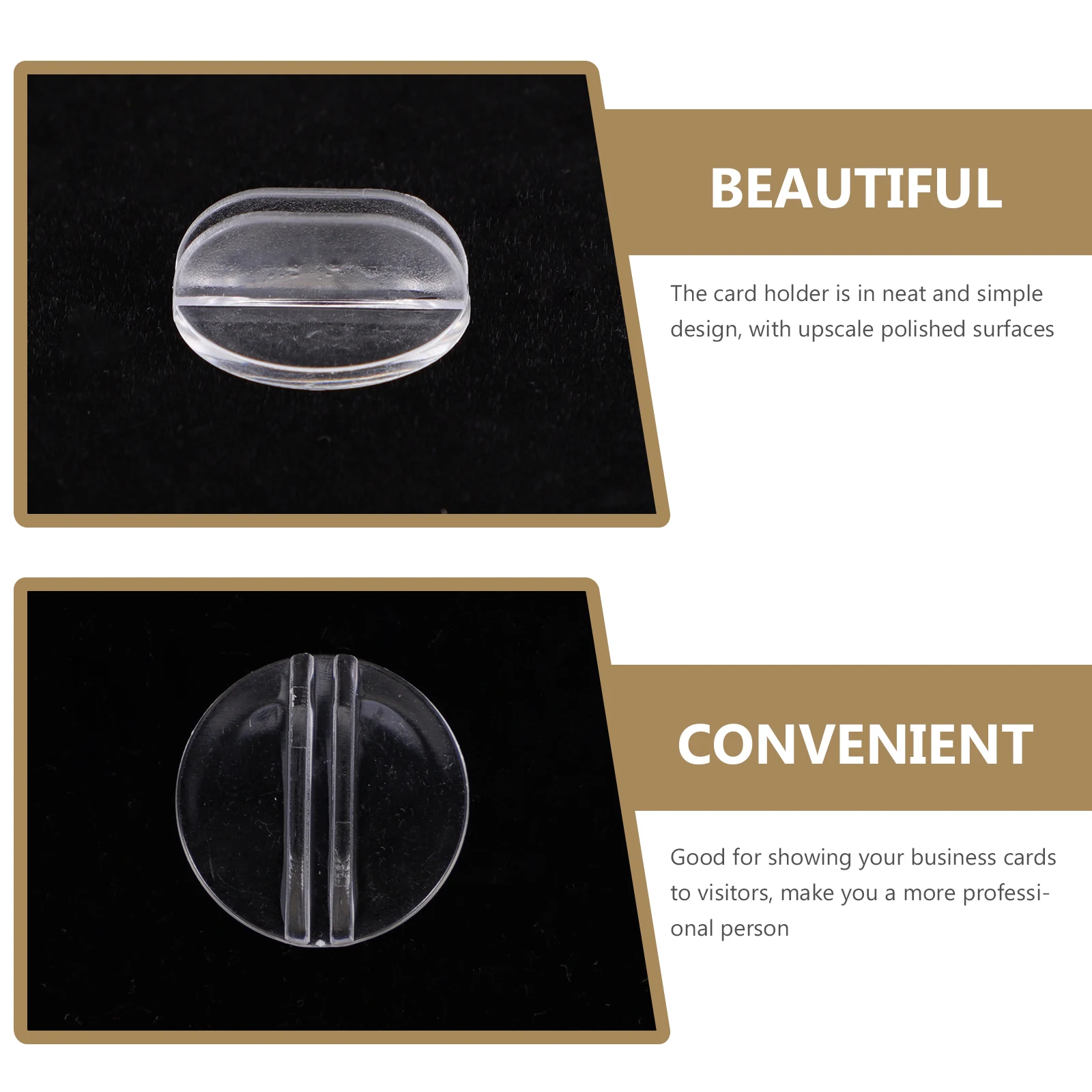 

50pcs Round Clear Card Holder 24x10mm Plastic Business Card Organizer Desk Display Table Number Pocket Holders Neat Simple