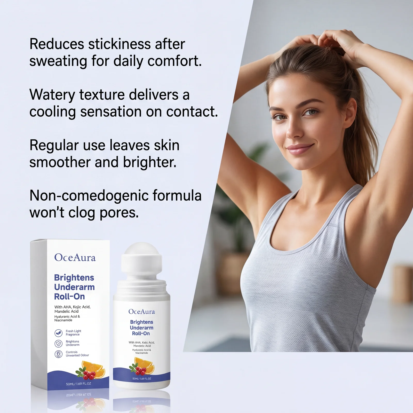 Underarm Brightening and Antiperspirant Roll-On Lighten Underarm Dark Spots Deodorizing Freshening Underarm Care Daily Usage New