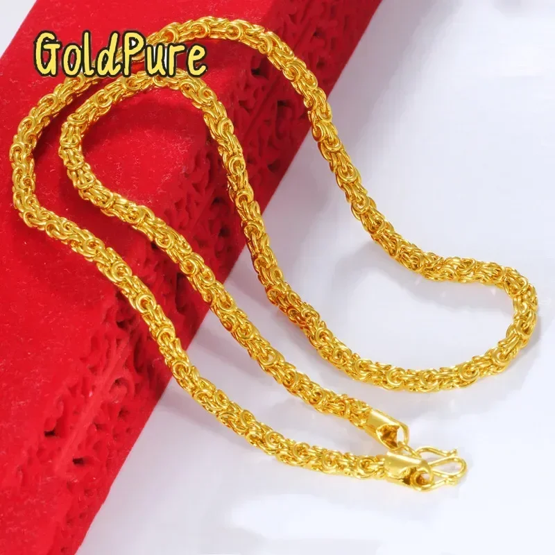 

Goldpure Men's 9999 24K Real Gold Fried Dough Twists Necklace 60cm Long 24K Real Gold Men's Necklacegift