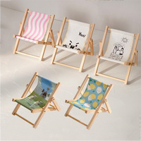 Cute Wooden Folding Lazy Phone Stand Cute Beach Chair Small Furniture Photo Props Desktop Mini Ornament Home Decoration