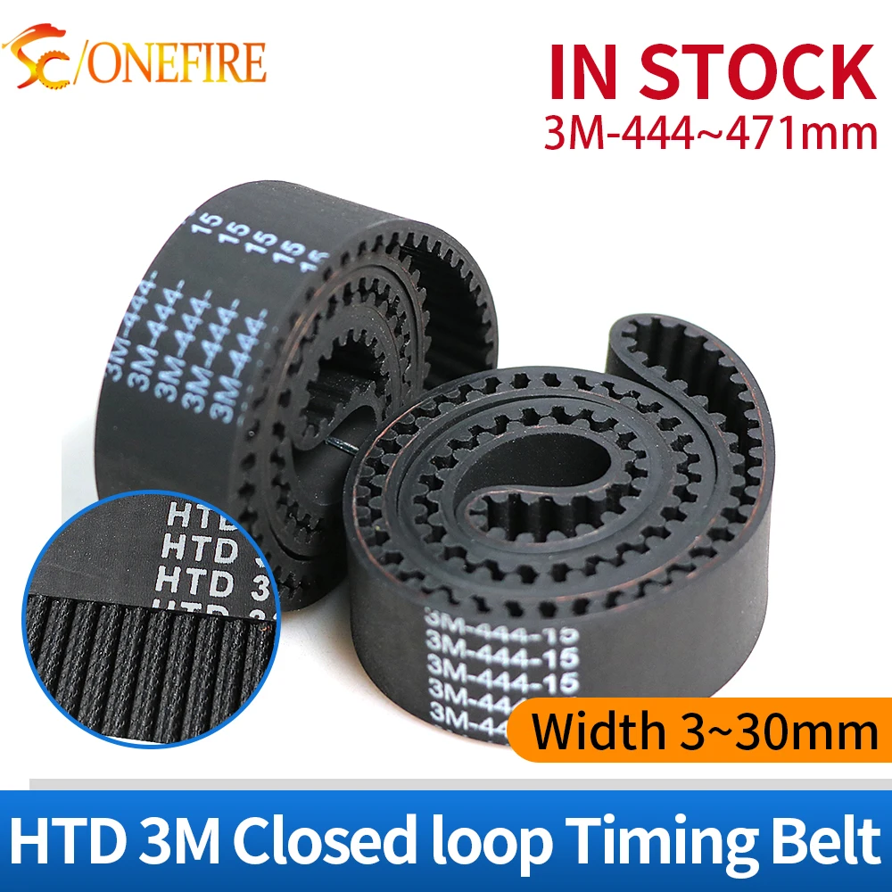 HTD 3M Timing Belt 444/447/450/453/456/459/462/465/468/471mm width 3~30mm for 3D Printer CNC Closed Loop Industrial Belt
