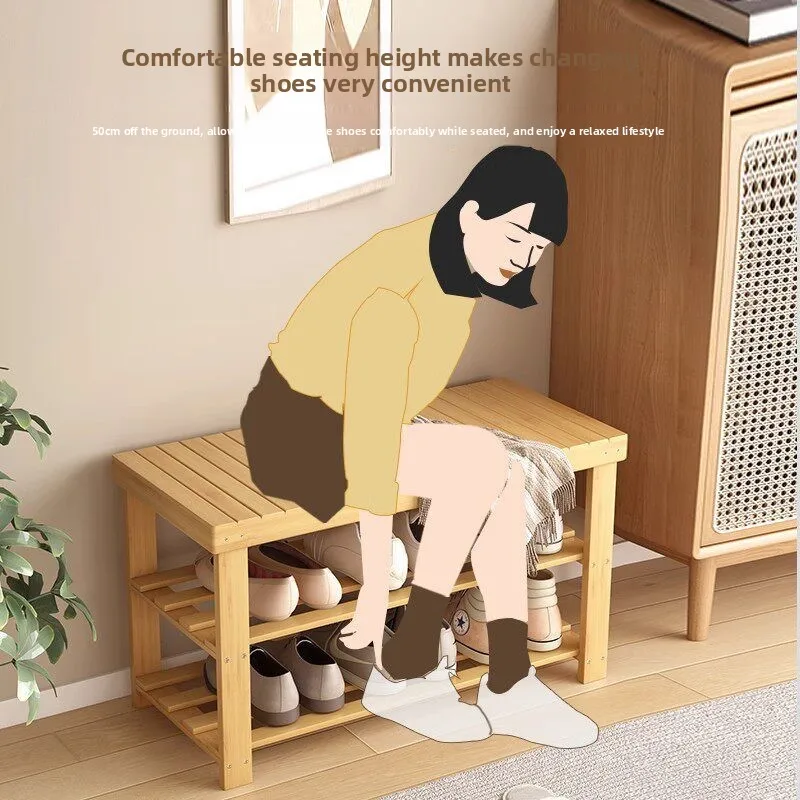Shoe changing stool can be sat at the door of the home, shoe cabinet shoe stool entering the door shoe rack non-solid wood bench