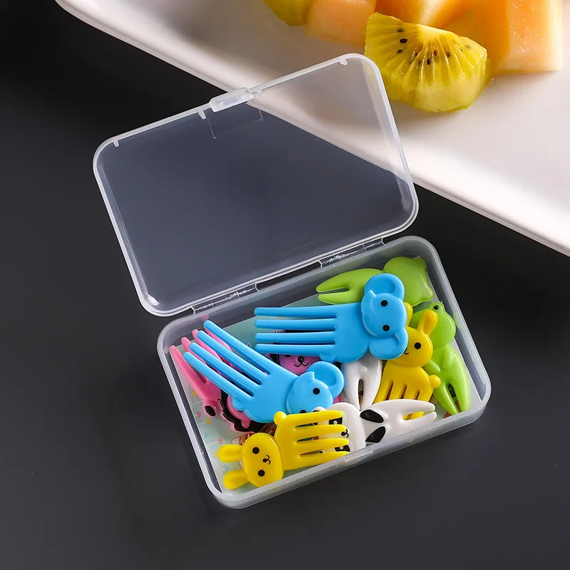 Transparent Fruit Fork Storage Box Organizer Plastic Storage Case Adjustable Container For Kids Fruit Fork Organizer Display Box