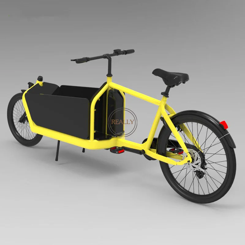 T05C Cargo Bike Two Wheel Electric Bicycle 7 Speed Family Bicycle With Passenger Tricycle Rickshaw