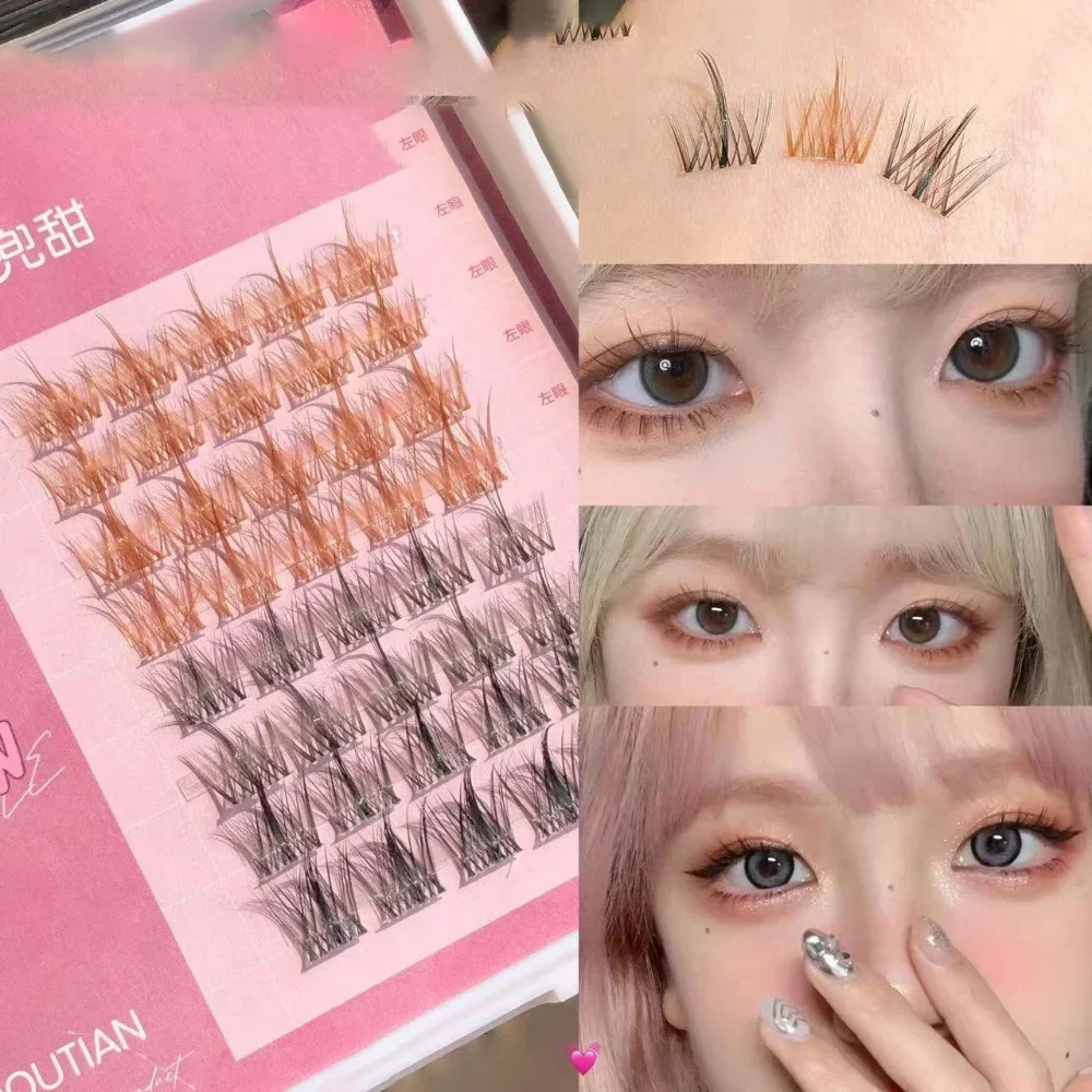 

8 Rows Mixed Color False Eyelash Caramel Color and Black Individual Lashes Natural Simulation Lashes Extension DIY Makeup