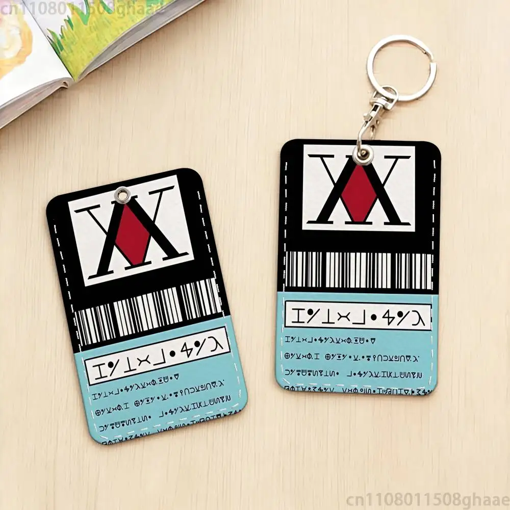H-Hunter License Credit  Rectangle Card Case Keychain Access Card Bag Key Tag Ring Leather Card Holder Key Ring Access