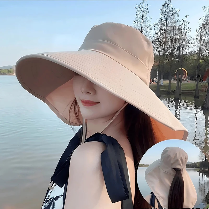 A Large Shawl Sun Hat Covering The Face Windproof and UV-resistant A Versatile Cycling Sun Hat A Fisherman's Hat for Women