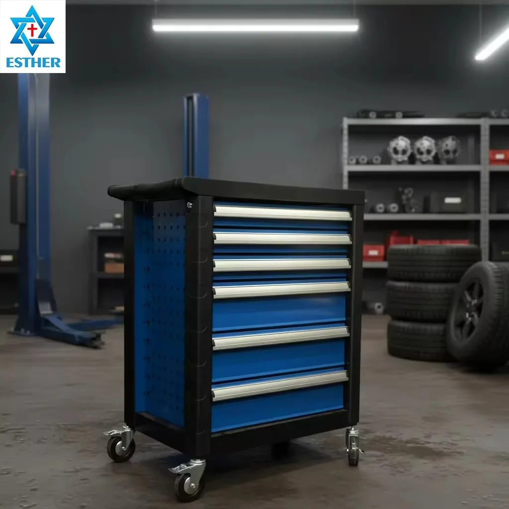 AIROW Heavy duty 6 drawer rolling tool cart metal cabinet lockable storage dustproof spray paint for garage workshop