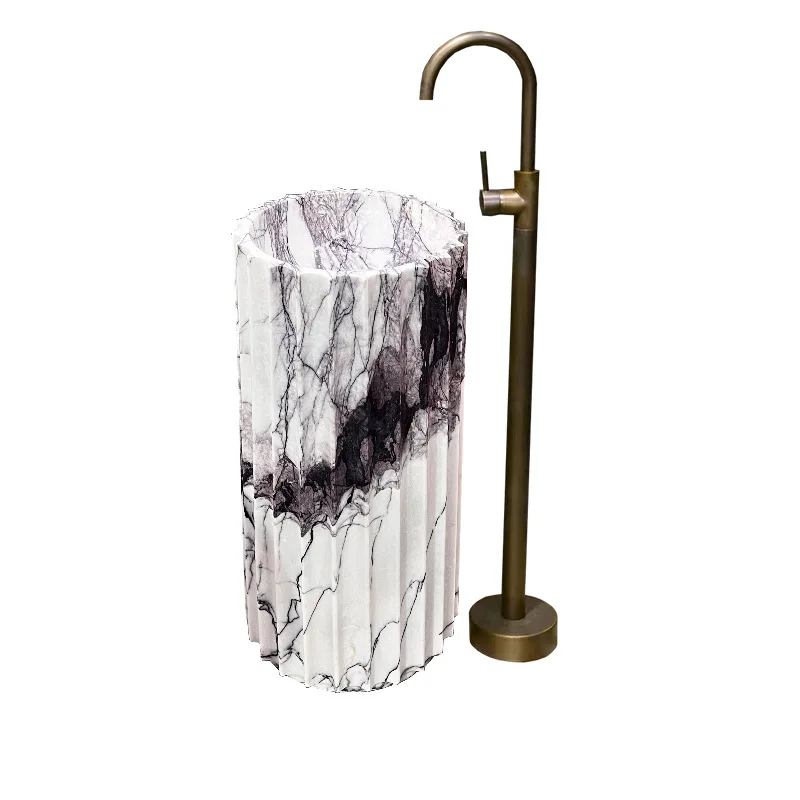 

Groove bathroom hotel minimalist art integration, molding rough stone column basin