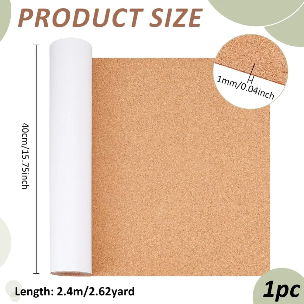 Self Adhesive Cork Roll Cork Shelf Liner for Coasters 1mm Thick Fabric Tape for Furniture Repairing Home Wall Drawer Decoration