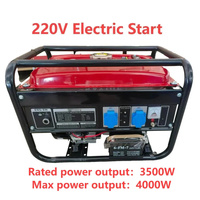 220V 4KW 7HP Household Outdoor Electric Start Gasoline Generator Single-phase 4 Stroke Generator Panel Dual Power Supply No Tire