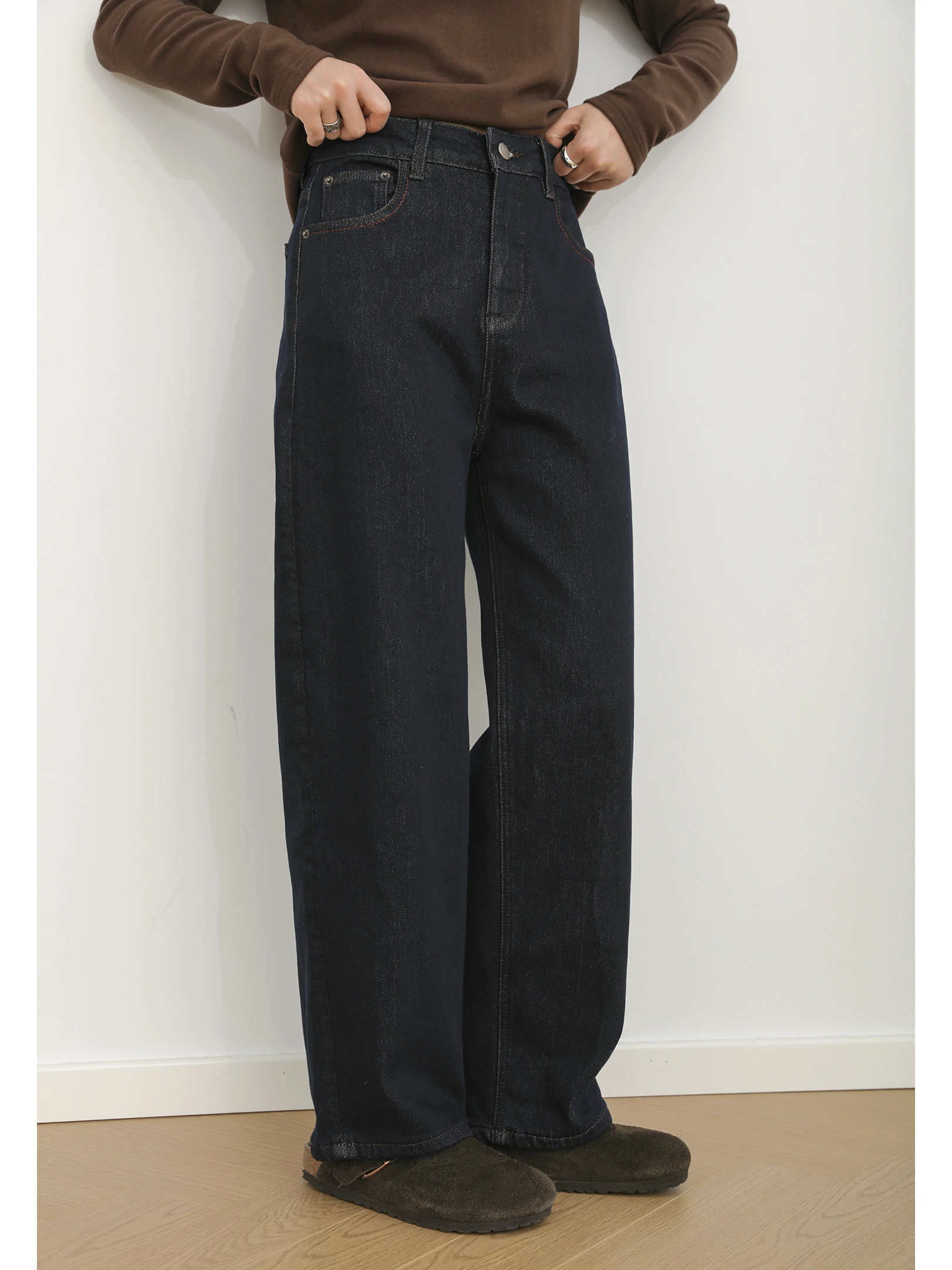 

Зимние джинсы Sanmu: новые, с высокой талией, прямые, с вышивкой, облегающие, на флисовой подкладке, теплые, для девочек-подростков