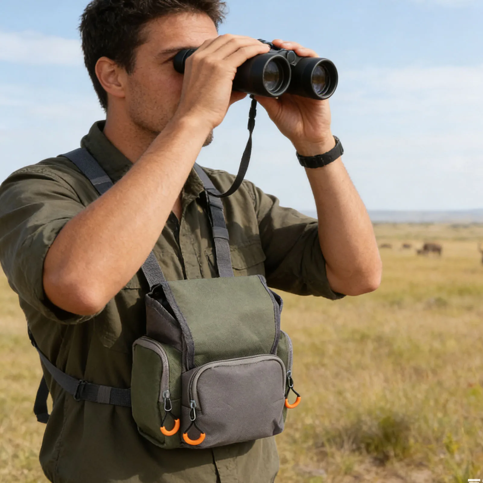 

Регулируемый нагрудный чехол-сумка для бинокля с дождевиком для дальномеров, уличный чехол-ремень для бинокля