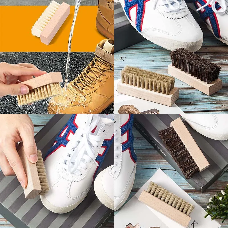 New Sports Shoe Cleaning Shoe Brush With Natural Wood Handle Small Shoe Brush Multifunctional Cleaning Tool Shoe Brush