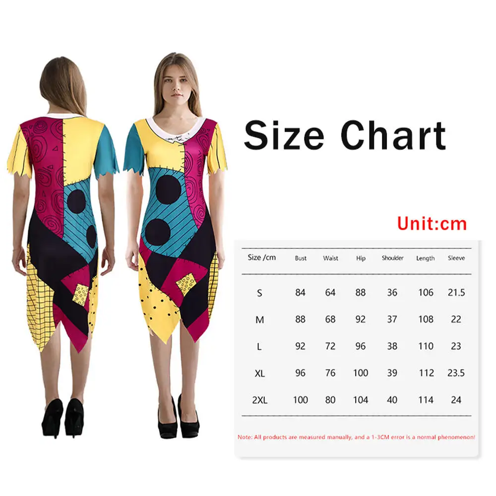 The Nightmare Before Christmas Sally Cosplay Costumes Dress Wig Red Long Straight Hair Movie Roleplay Masquerade Ball Party Suit