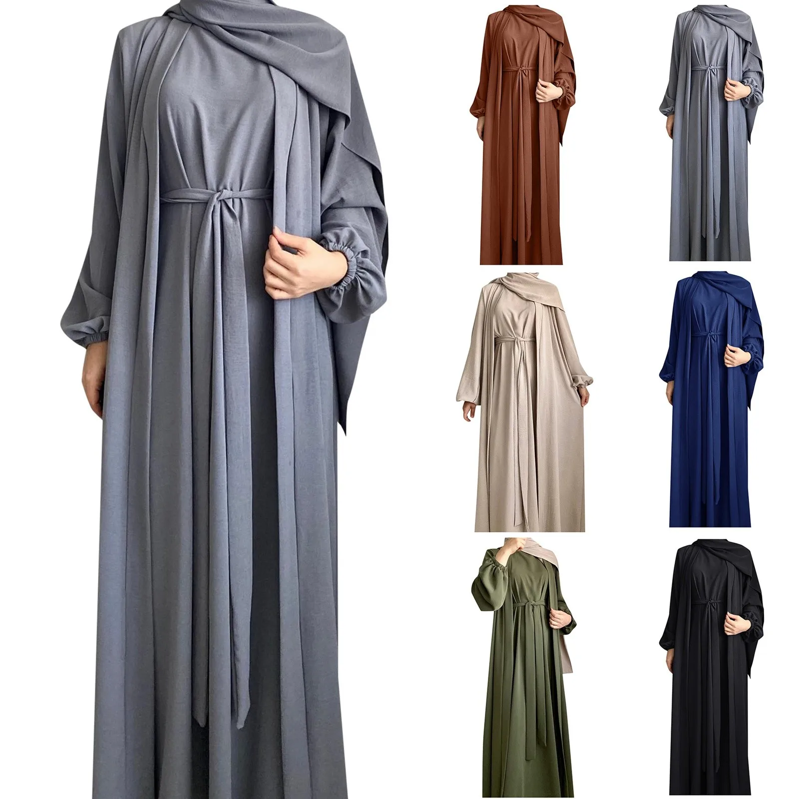 

Women Open Abaya Kaftan Dubai Turkey 2 Piece Muslim's Set Luxury Islam Robe African Dress Kimono Morocco Clothing Caftan Fashion