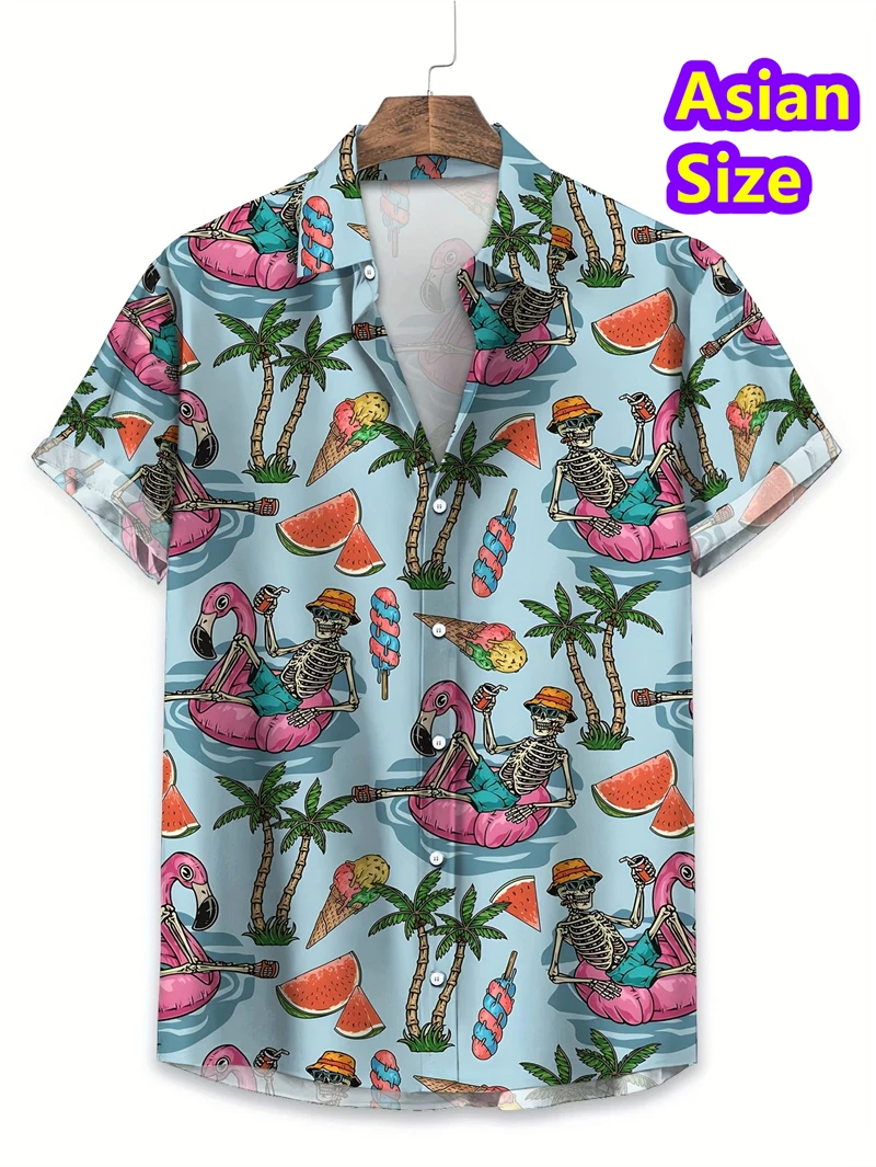 Camisas de verano para hombre, camisetas de manga corta con estampado de cocoteros, camisas hawaianas informales Retro para hombre, camiseta nueva holgada de gran tamaño 2025