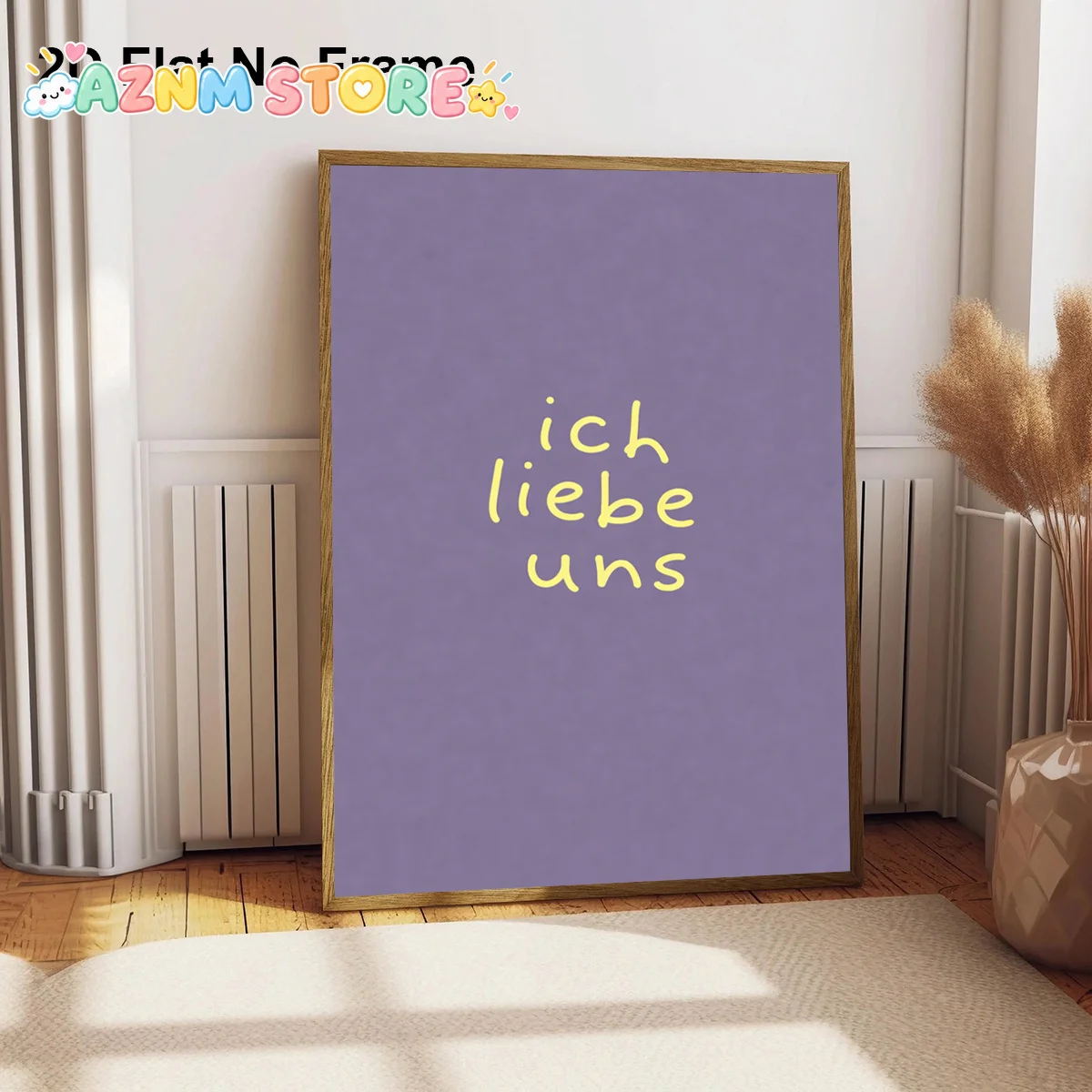 2D Flat, 2D Flat, 1pc Frameless Canvas Poster, Minimalist Typography Art with German Words 