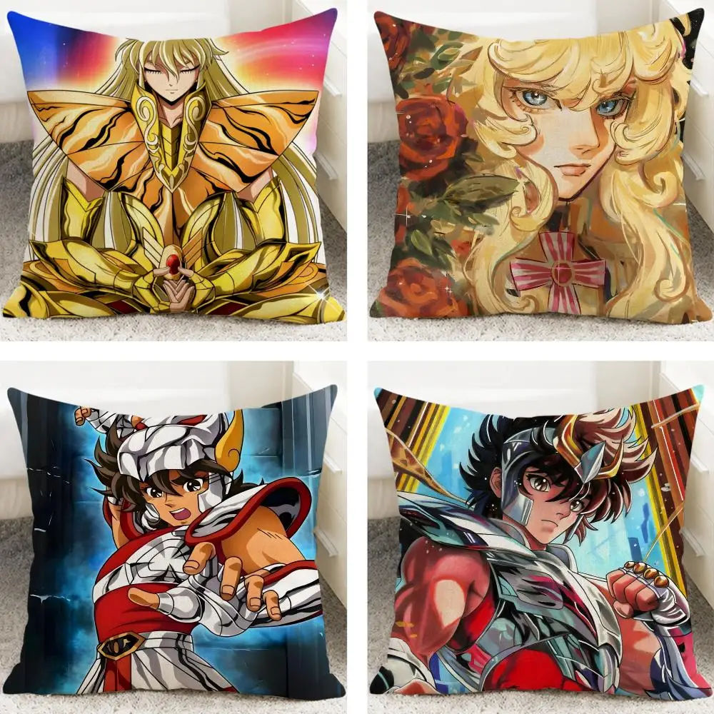 Anime Saint Seiya Cushion Cover Cushion Covers Natural Linen Breathable Sofa Bedroom Decor Pillowcase