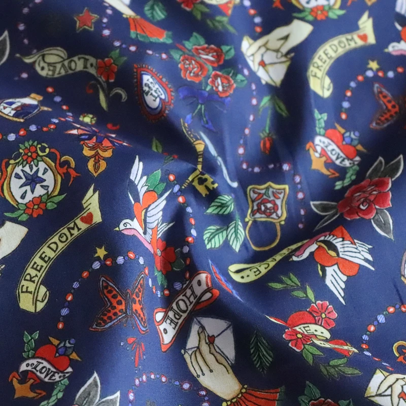 Love Letter 80S Tissun liberty Cotton Poplin Fabric For Kids Baby Sewing Cloth Dresses Skirt DIY Handmade Patchwork Meter 2021