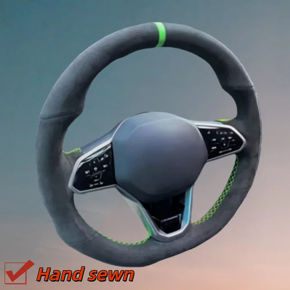 Customize Non-Slip Soft Suede Leather Car Steering Wheel Cover Atlas Mk8 Golf 8 B9 Steering Wrap Cover For Volkswagen Passat