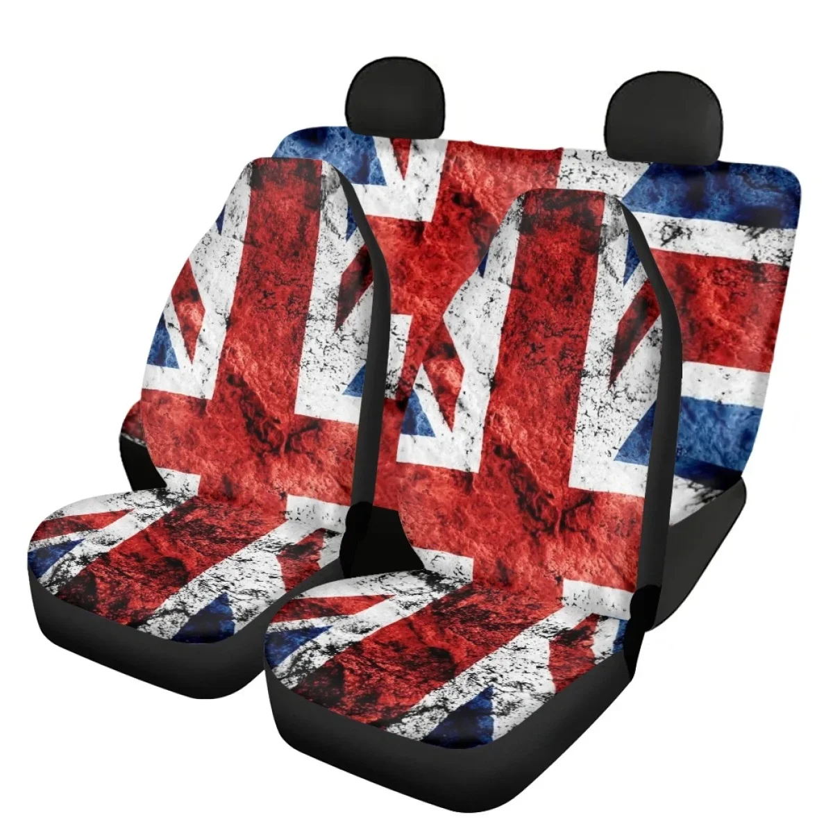 Universal Car Seat Covers British Flag Pattern Design Heavy-Duty Nonslip Full Set of 4PCS Vehicle Seat Protector Elastic Remove