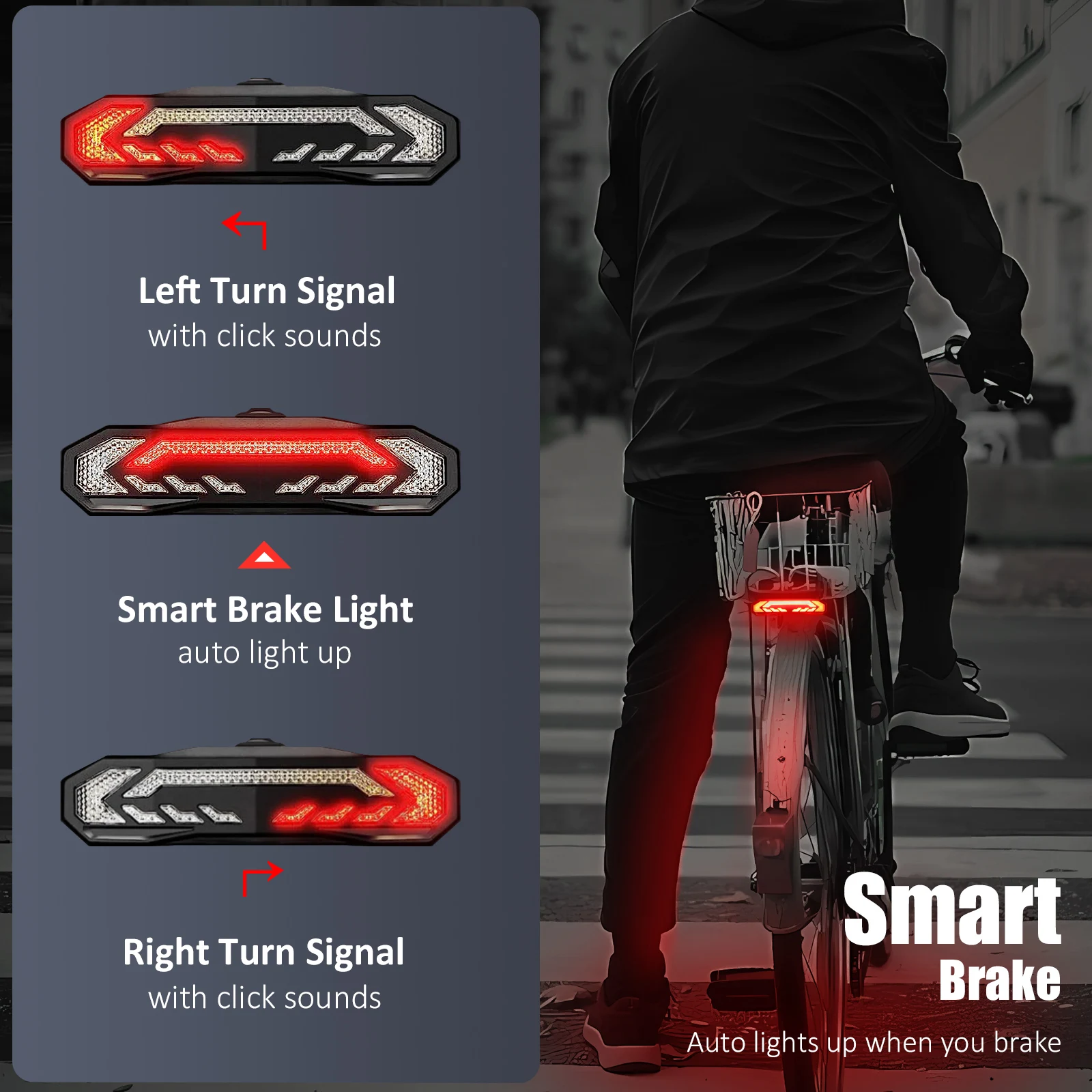 Awapow alarma de bicicleta antirrobo alarma de luz trasera de bicicleta LED luz trasera impermeable con soporte de montaje lámpara de bicicleta