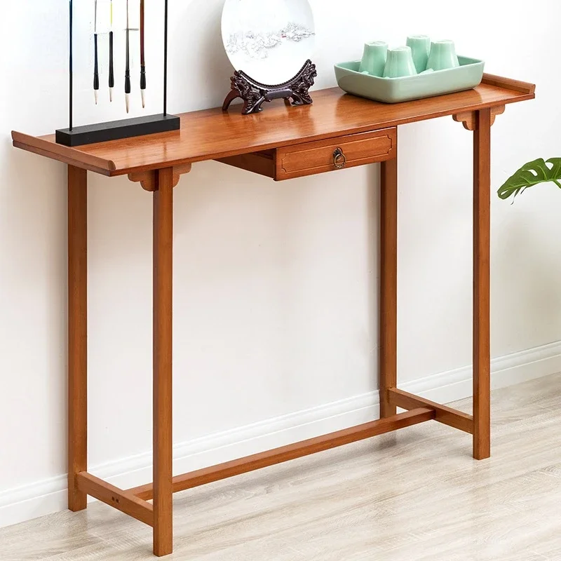 Retro Charm Side Table Simple Elegance Buddha Hall Furniture Versatile Drawers Dual Color Options Offering table incense table