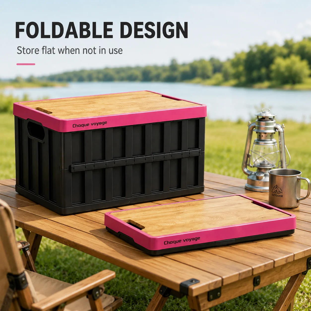 Foldable Storage Box, Thickened Trunk Organizer with Lid, Home Car Storage Container for Camping, Picnic and Household Use