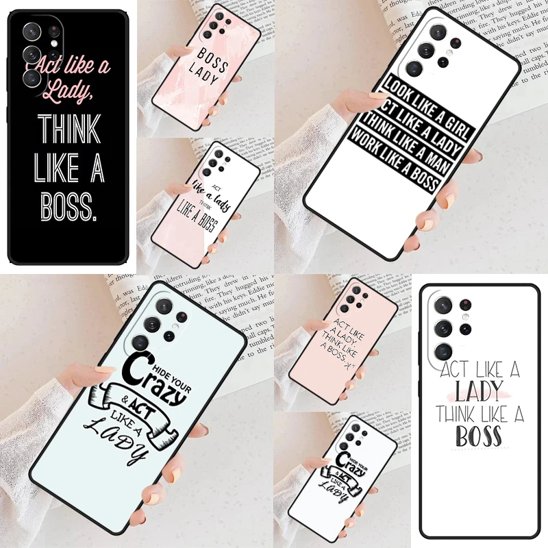 Capa para Celular 'Act Like a Lady Lift Like a Boss' para Samsung Galaxy S26 Ultra S25 S24 S23 S22 S21 S20 Note10