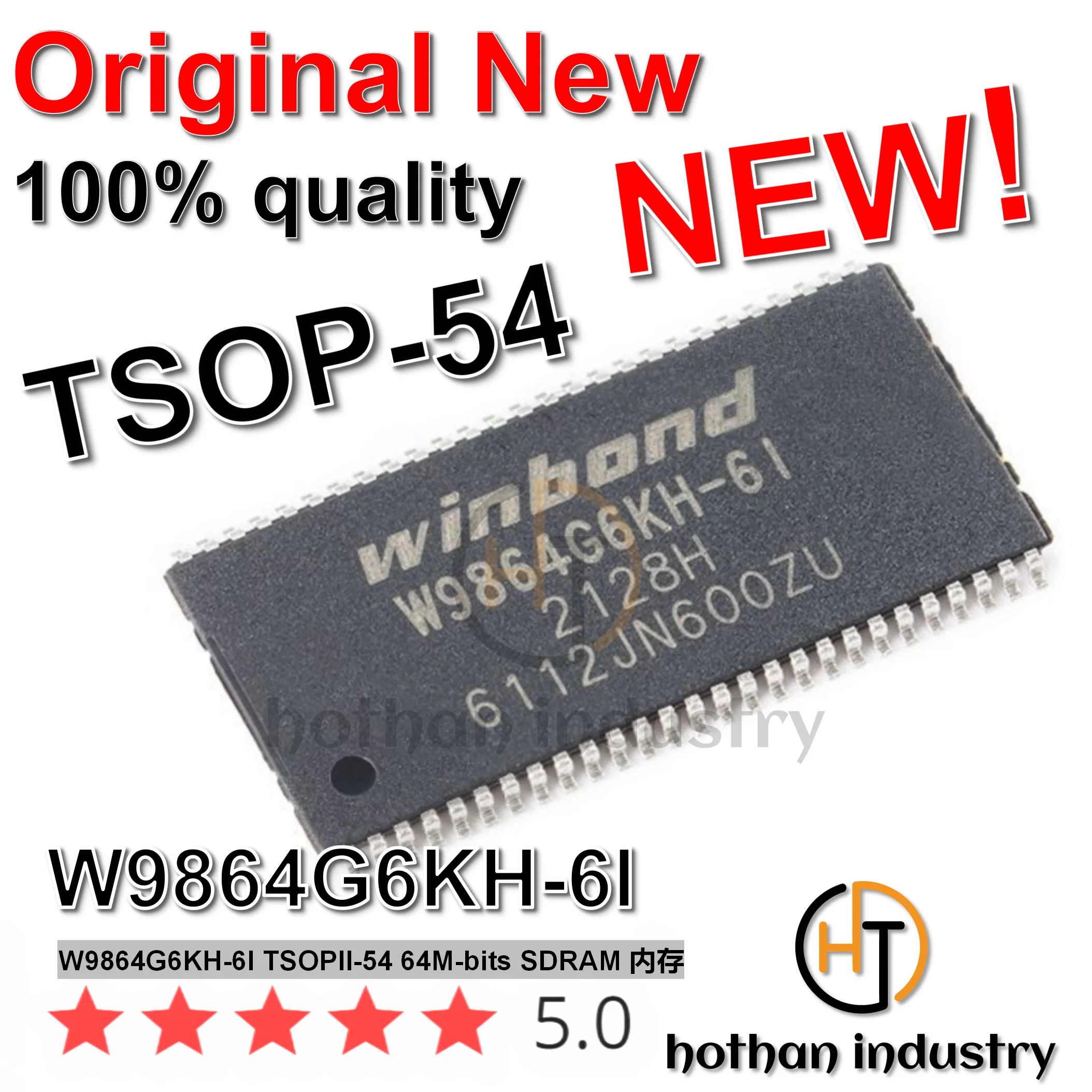 【1pcs】2023+ 100% Original Imported W9864G6KH W9864G6KH-6I TSOPII-54 9864G6KH 64M-bits SDRAM