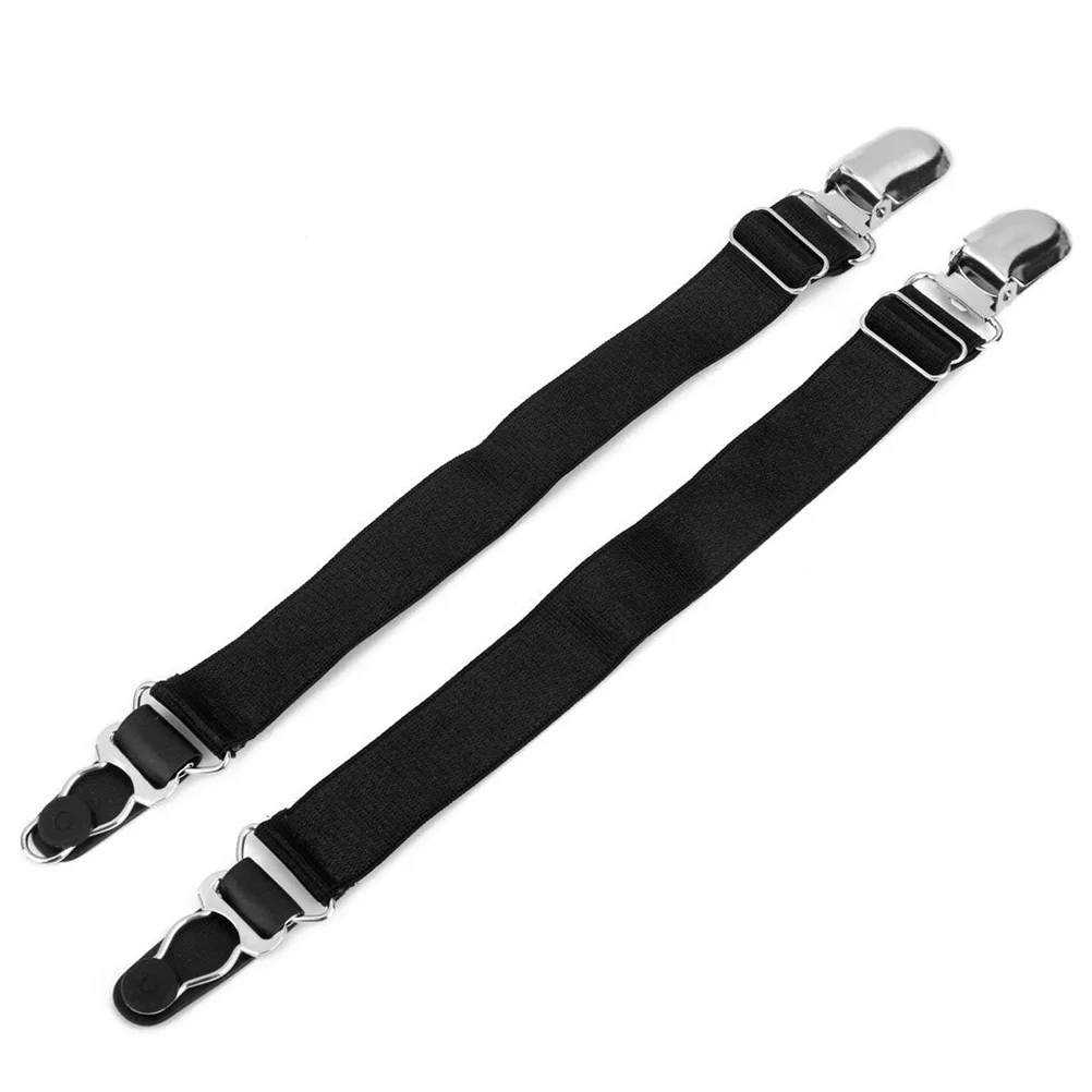 

2Pair Adjustable Metal Duck Bill Clips Black Finish Durable Garter Clips for Stockings Prevent Slipping Ideal for Closet
