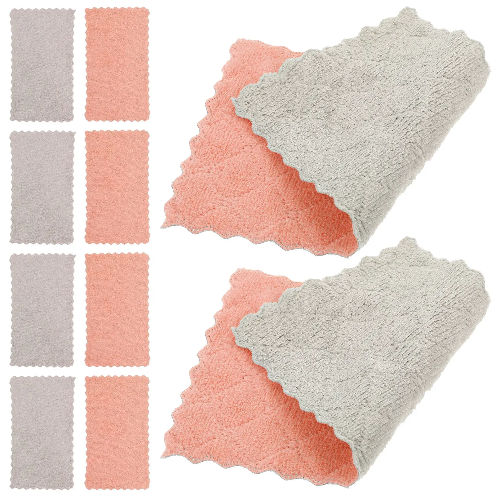10Pcs Premium Coral Fleece Dish Cloths for Kitchen Dishwashing Fast Absorbing Water Oil Stains Reusable Dish Towels Cleaning