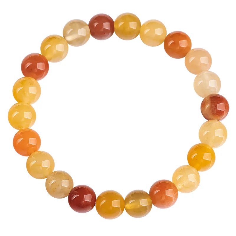 Natural Xinjiang Golden Silk Jade Round Beads Handchains Gobi Jadeite Yellow Personalized Ancient Style Women's JewelryBracelets