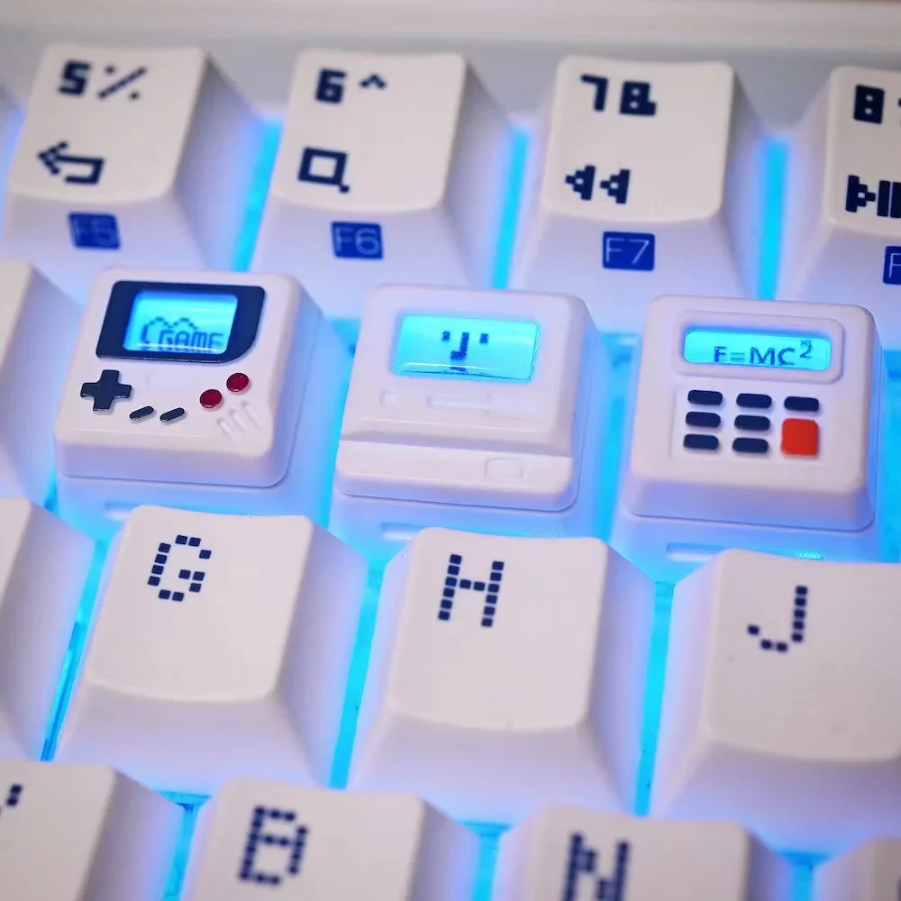 K-04 3-in-1 Creative Retro Transparent Keycap Set for Home Computer Mechanical Cute Game Console Replacement Keycaps Accessories