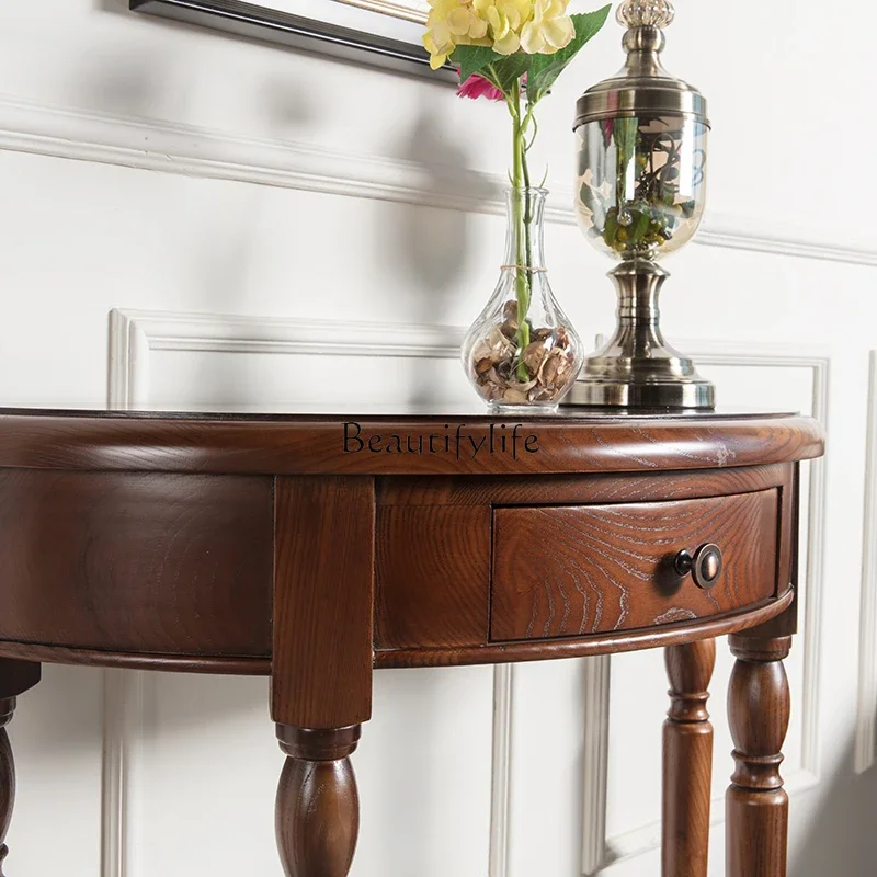 American solid wood porch cabinet American retro aisle porch table on the back of the wall