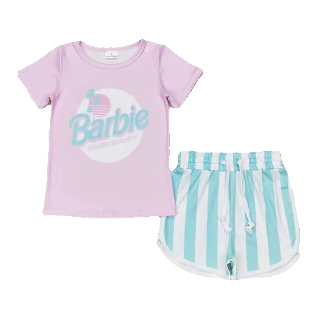 

Baby Girls Doll Pink Shirt Top Stripes Shorts Clothes Sets