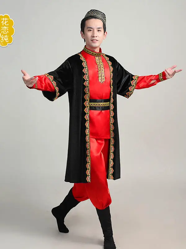 Abbigliamento Xinjiang Uyghur da uomo stile etnico abbigliamento da ballo kazakistan Xinjiang Hui Costume da spettacolo teatrale di minoranza