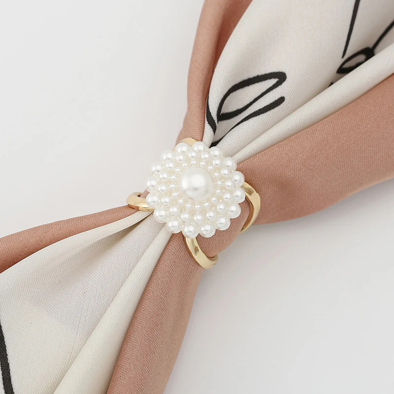 Pearl Alloy Silk Scarf Buckle Women Accessories Jewelry Hijab Brooch Pins For Muslim Decorated Elegant Shawl Clip 2.3*2cm