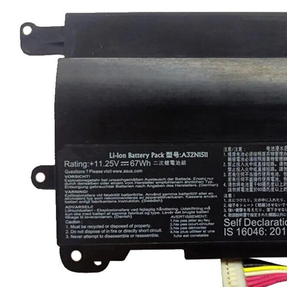 Brand New Genuine Original A32N1511 11.25V 67Wh Laptop Battery for ASUS ROG G752VL G752VM G752VT G752VY