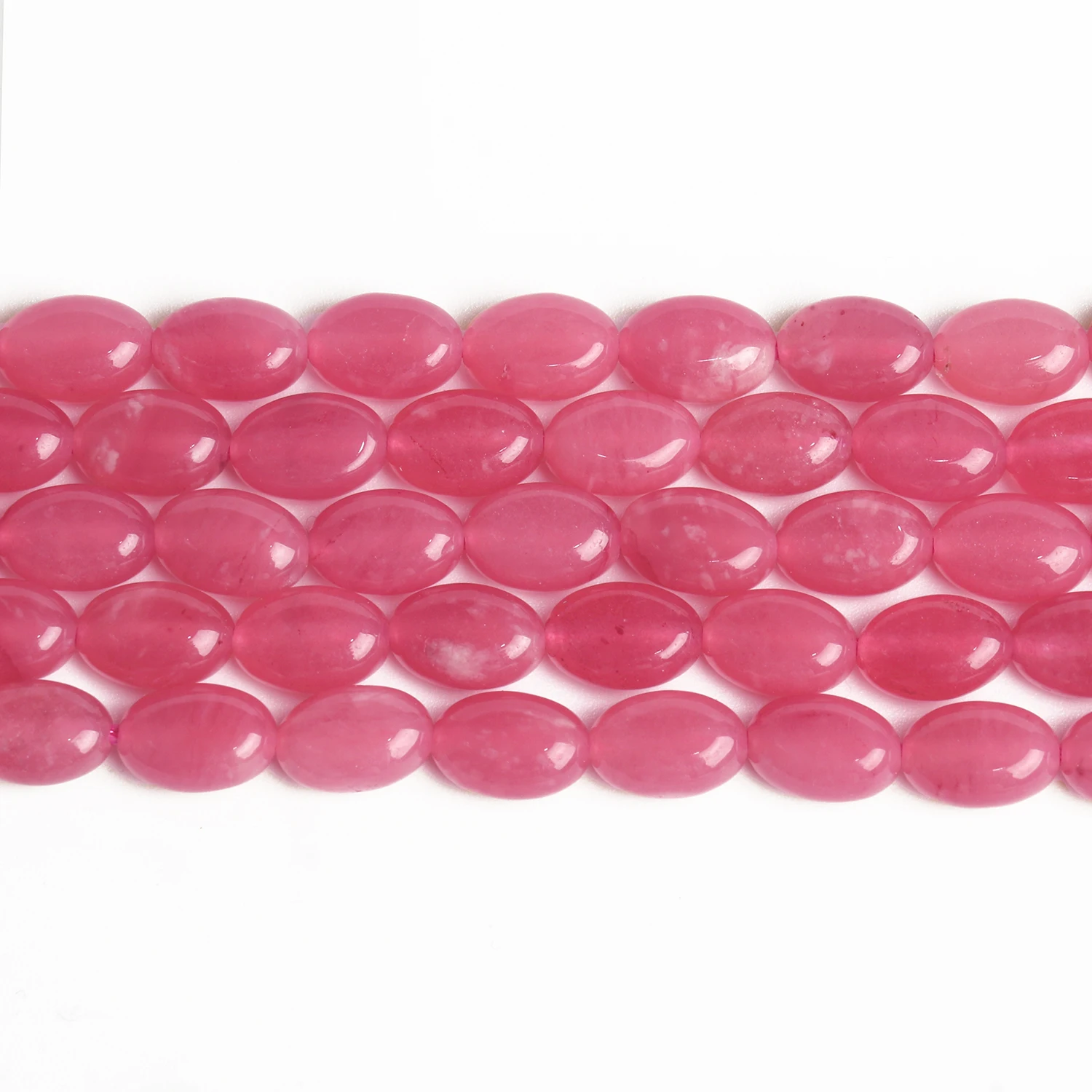 9x6mm Oval Shape Pink Chalcedony Jade Beads Natural Stone Loose Smooth Beads for Jewelry Making DIY Charms Bracelet Accessories