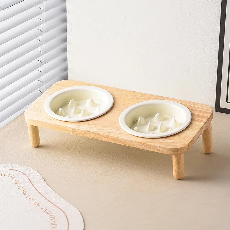 

Ceramic Pet Slow Food Bowl Plate Cervical Support Cat Plate Anti-Choke Slow Food Puppy Food Bowl Pet Feeding Accessories