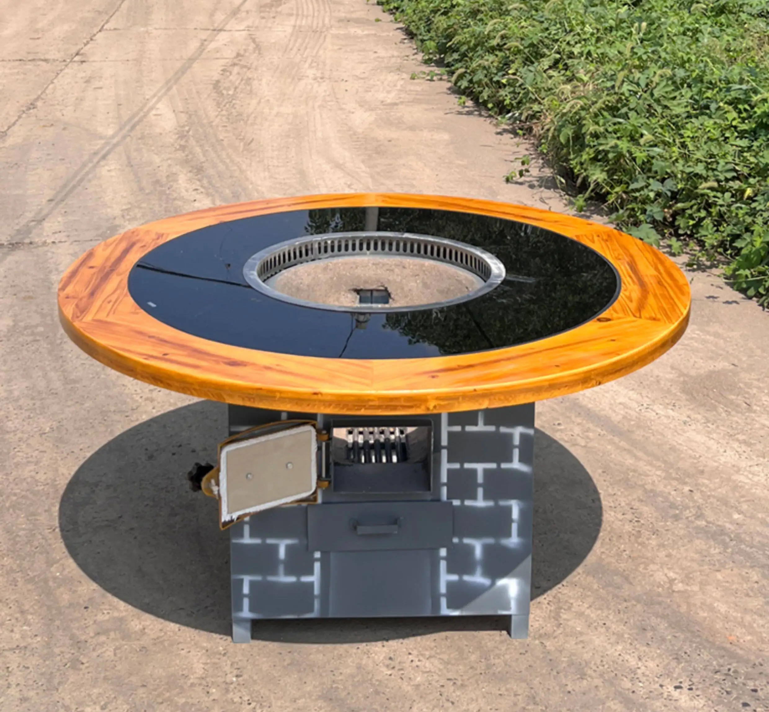 Factory Direct 2026 Commercial firewood chicken ground pot chicken special stove burning wood under exhaust smoke burning gas ir