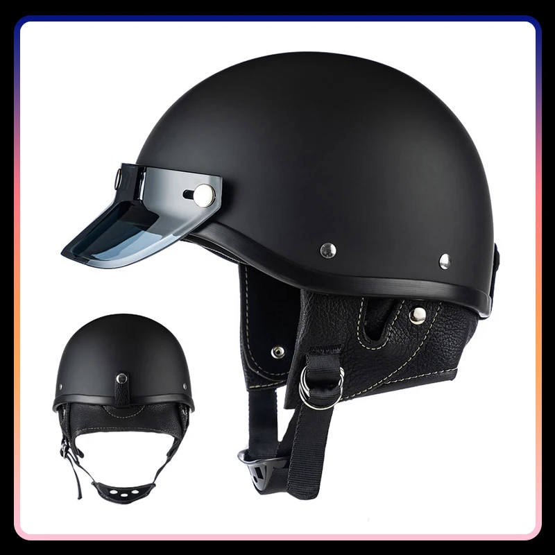 

Motorcycle Helmets Low Profile Half Helmet for Motorbike Moped Cascos Para Moto DOT Approved Retro 1/2 Open Half Face Helmet Men