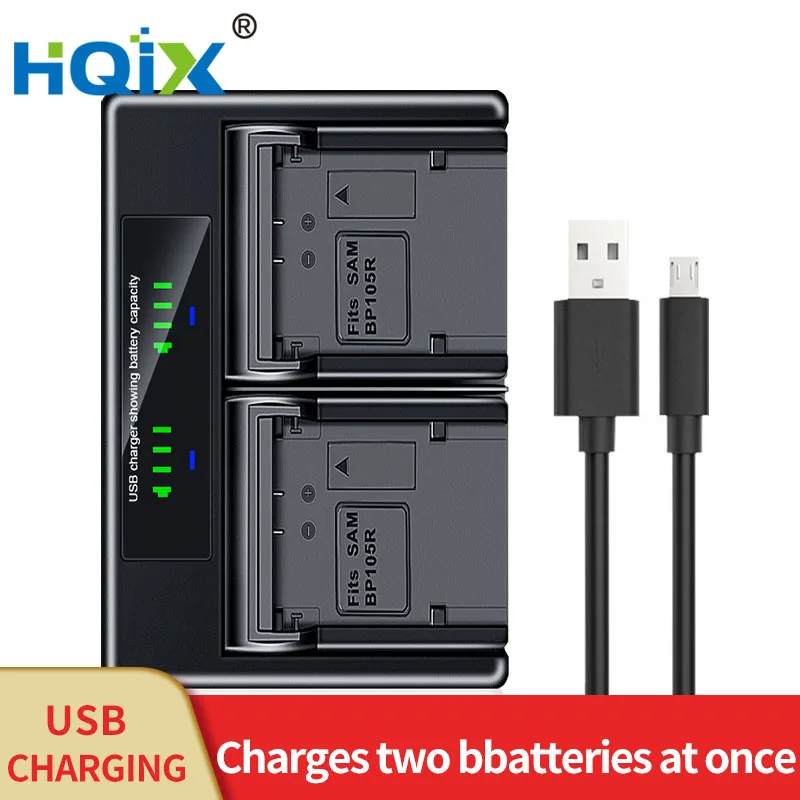 

HQIX for Samsung SMX-F53 F54 F500 HMX-H203 H300 H303 H304 H305 H320 Camera IA-BP105R Dual Charger Battery